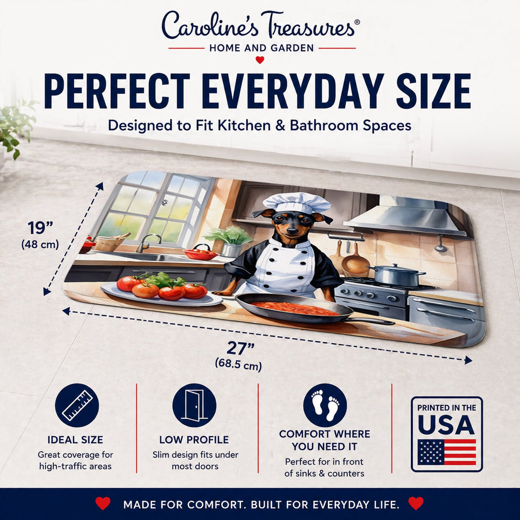 Manchester Terrier The Chef Memory Foam Kitchen Mat Machine Washable Anti-Fatigue Cushion Comfort Bath or Kitchen Rug