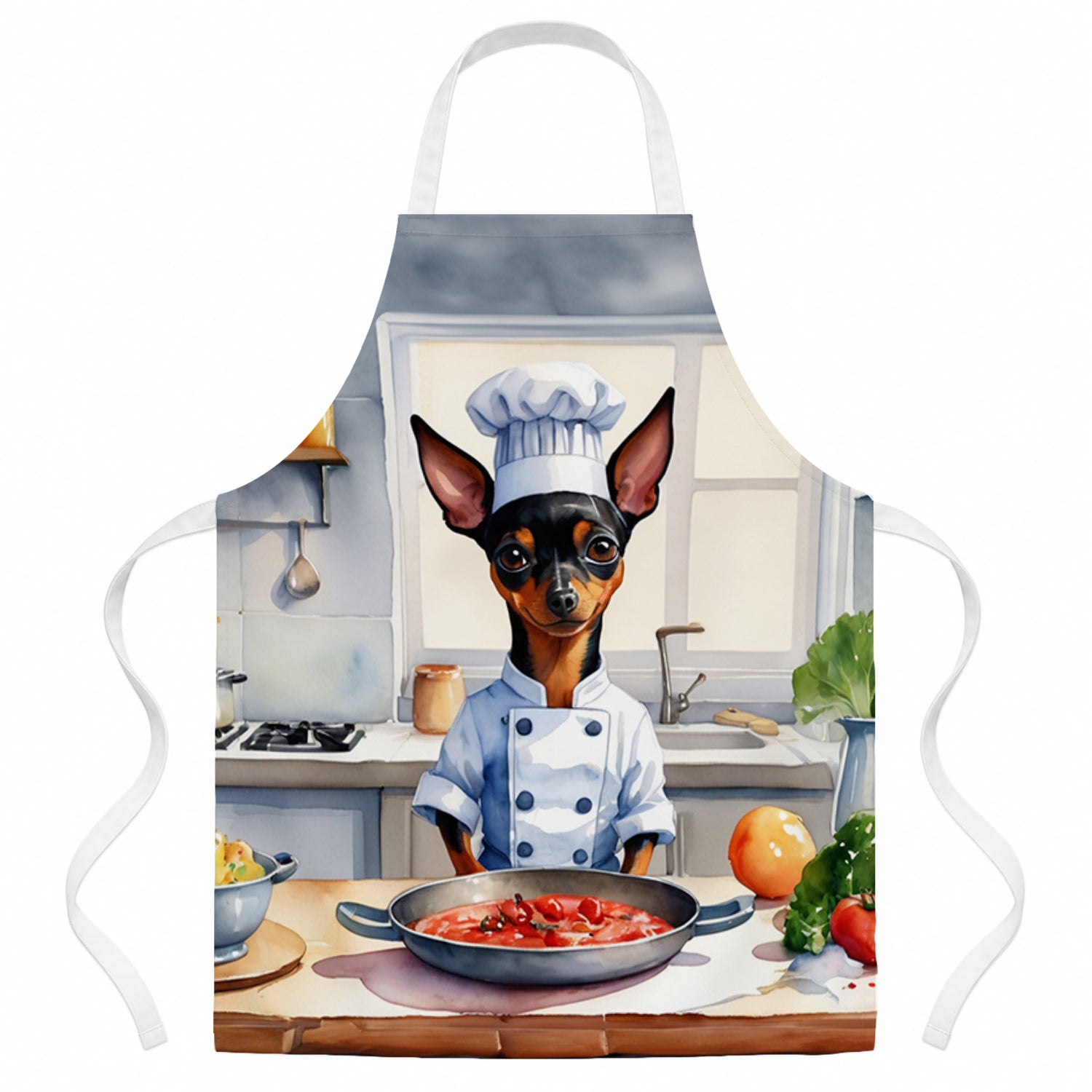 Miniature Pinscher The Chef Apron Cooking Kitchen Server Baking Crafts Gardening for Adult Women Men, Unisex, Large, Multicolor