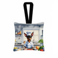 Miniature Pinscher The Chef Hanging Square Fabric Ornament 3.5 × 3.5 Decorative Door-Knob & Tree Hanger, Soft Fabric
