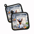 Miniature Pinscher The Chef Pot Holder Set of 2 Heat Resistant Quilted Hot Pads 7.5 x 7.5 Inch, Insulated Kitchen Trivets for Cooking & Baking