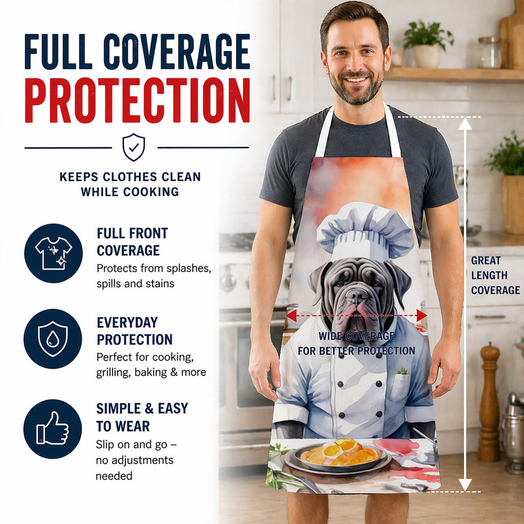 Neapolitan Mastiff The Chef Apron Cooking Kitchen Server Baking Crafts Gardening for Adult Women Men, Unisex, Large, Multicolor