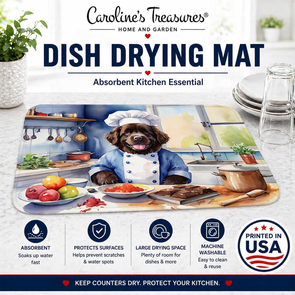 Newfoundland The Chef Dish Drying Mat Absorbent Dish Drying Mat Pad for Kitchen Counter Dish Drainer Mat for Countertop, 14 x 21", Multicolor
