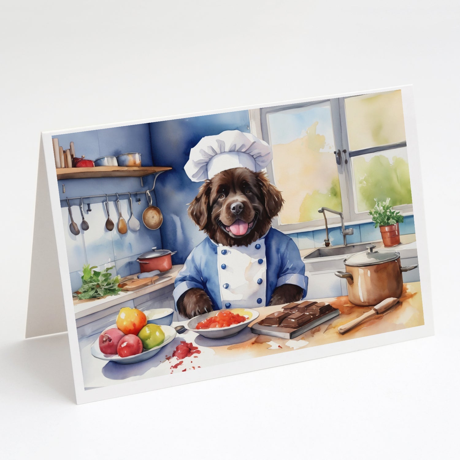 Newfoundland The Chef Greeting Cards Pack of 8 Blank Cards with Envelopes Whimsical A7 Size 5x7