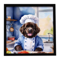 Newfoundland The Chef Framed Metal Print Bathroom, Kitchen, Office, Home Decor Wall Art Ready to Hang, Square, 8X8