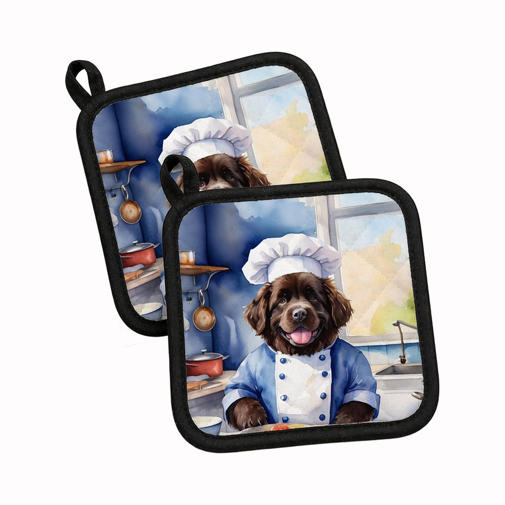 Newfoundland The Chef Pot Holder Set of 2 Heat Resistant Quilted Hot Pads 7.5 x 7.5 Inch, Insulated Kitchen Trivets for Cooking & Baking