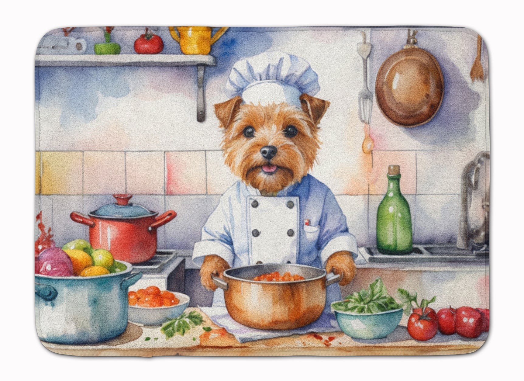 Norfolk Terrier The Chef Memory Foam Kitchen Mat Machine Washable Anti-Fatigue Cushion Comfort Bath or Kitchen Rug
