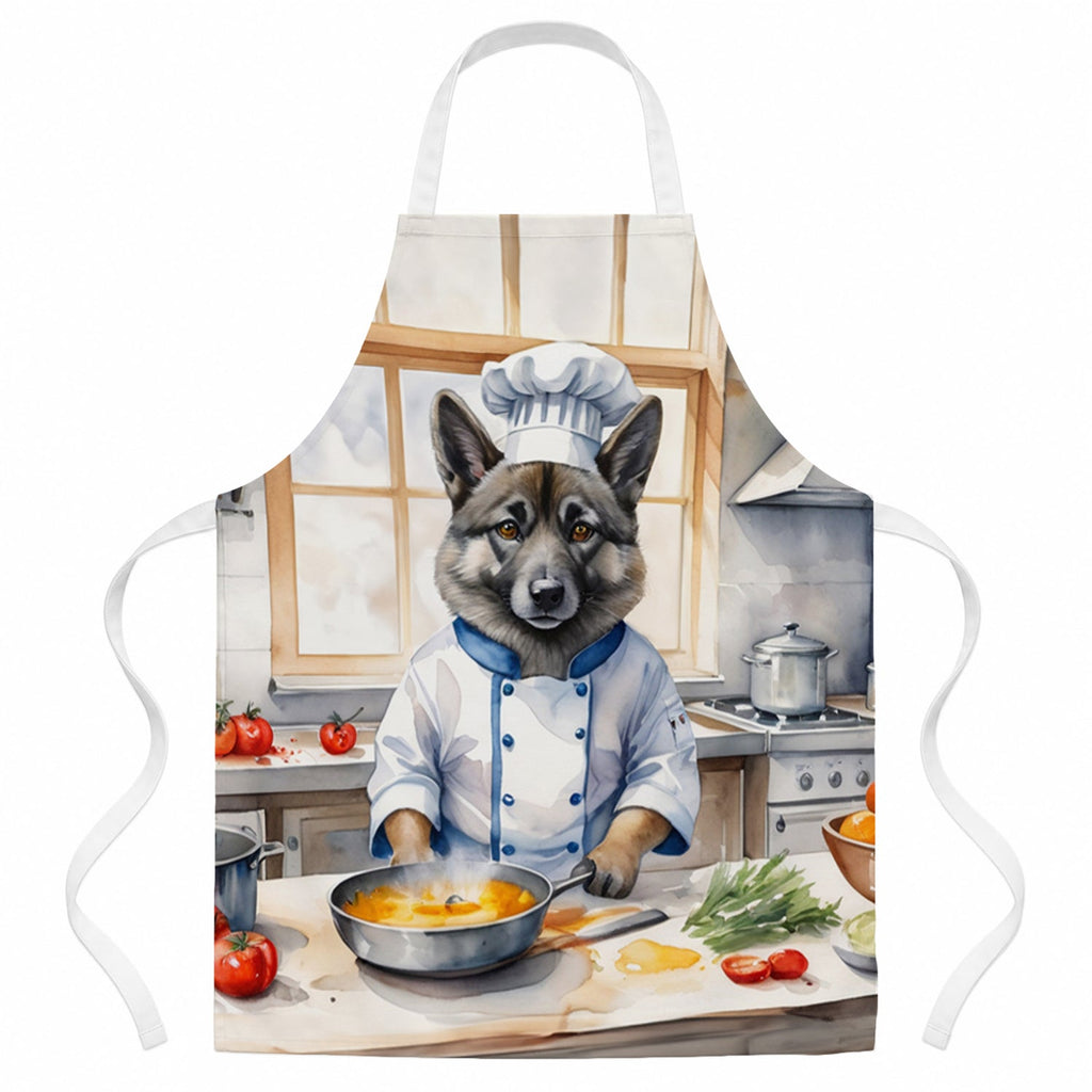 Norwegian Elkhound The Chef Apron Cooking Kitchen Server Baking Crafts Gardening for Adult Women Men, Unisex, Large, Multicolor