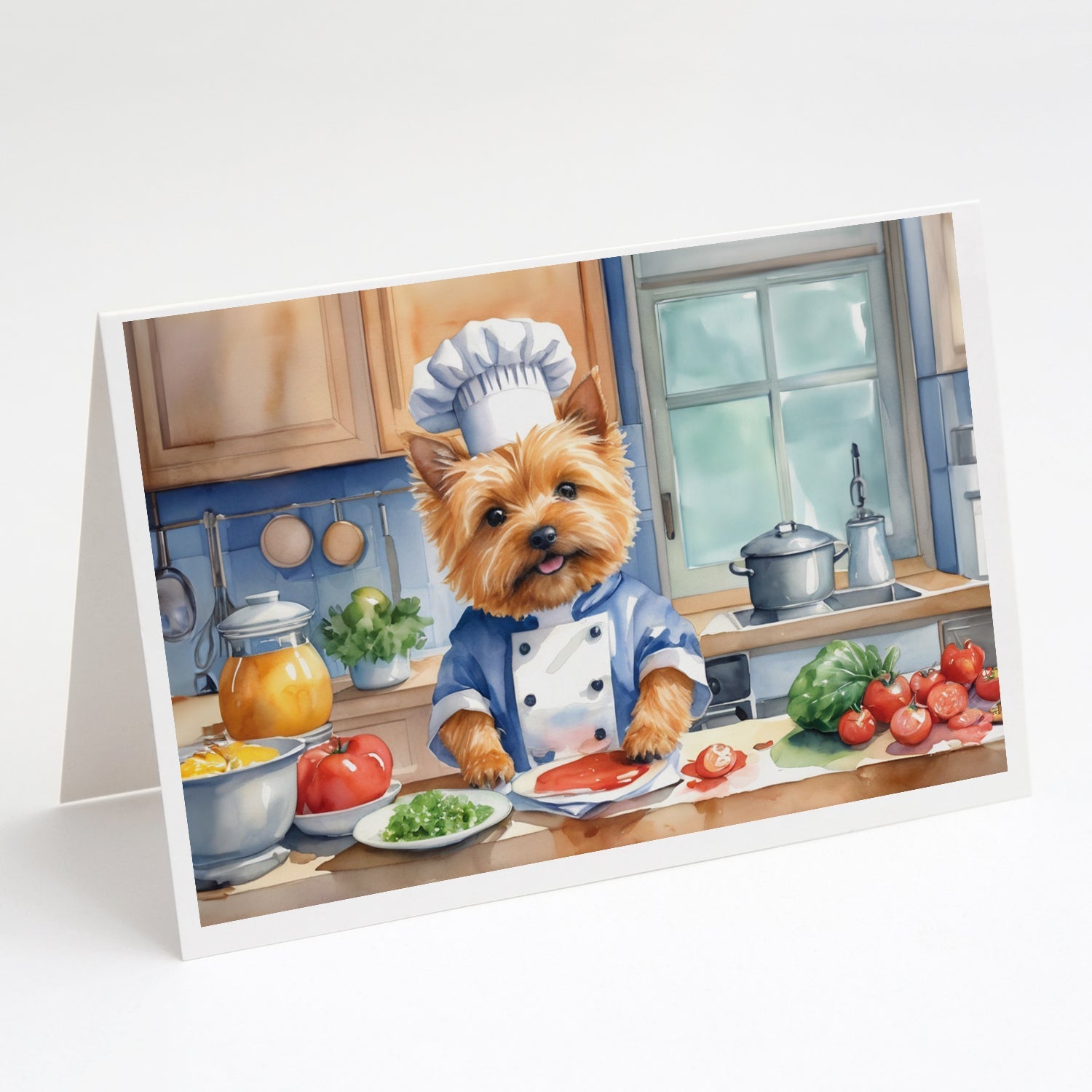Norwich Terrier The Chef Greeting Cards Pack of 8 Blank Cards with Envelopes Whimsical A7 Size 5x7