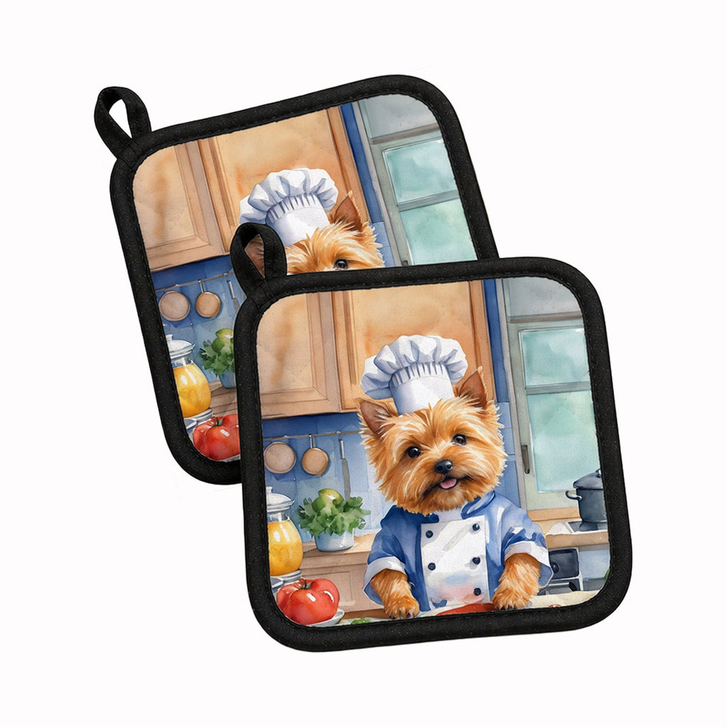 Norwich Terrier The Chef Pot Holder Set of 2 Heat Resistant Quilted Hot Pads 7.5 x 7.5 Inch, Insulated Kitchen Trivets for Cooking & Baking