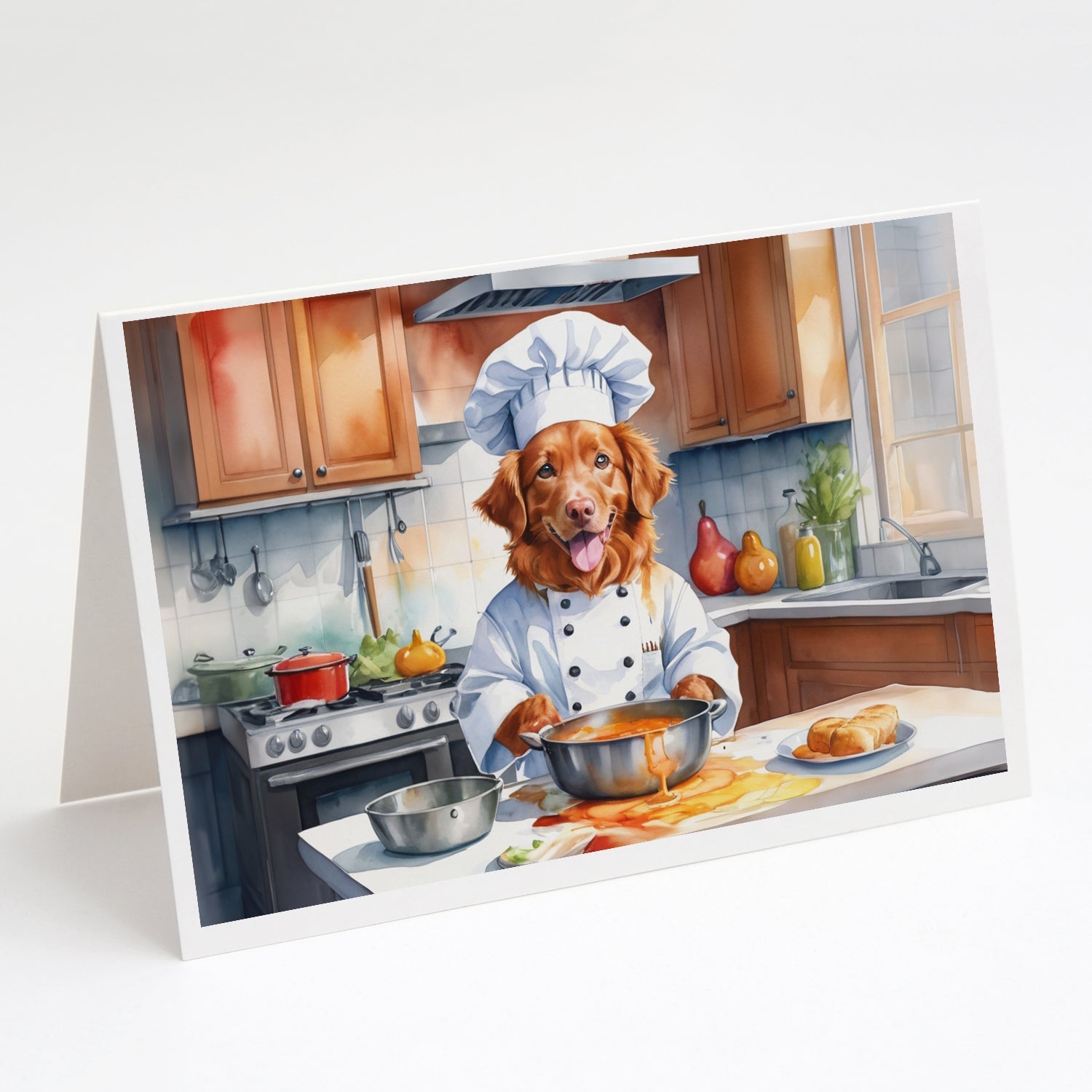 Nova Scotia Duck Tolling Retriever The Chef Greeting Cards Pack of 8 Blank Cards with Envelopes Whimsical A7 Size 5x7