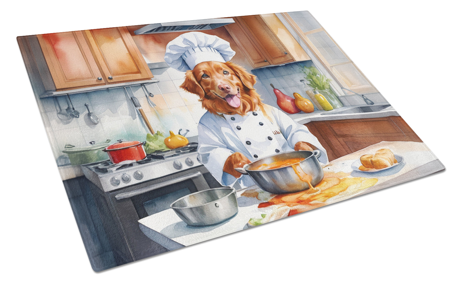 Nova Scotia Duck Tolling Retriever The Chef Cutting Board Tempered Glass Kitchen Cutting Surface, Heat Resistant Chopping, Non-Slip Feet, Food Prep & Serving