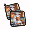 Nova Scotia Duck Tolling Retriever The Chef Pot Holder Set of 2 Heat Resistant Quilted Hot Pads 7.5 x 7.5 Inch, Insulated Kitchen Trivets for Cooking & Baking