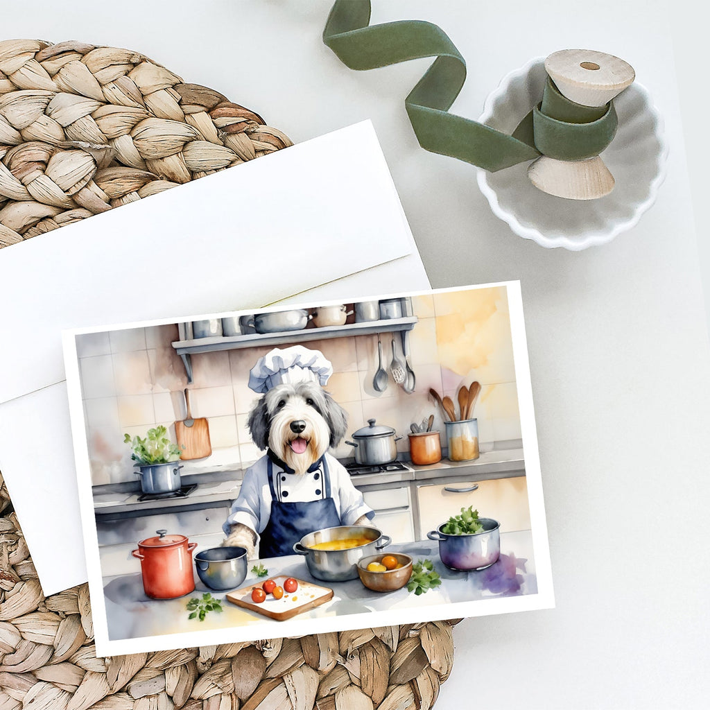 Old English Sheepdog The Chef Greeting Cards Pack of 8 Blank Cards with Envelopes Whimsical A7 Size 5x7