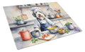 Old English Sheepdog The Chef Cutting Board Tempered Glass Kitchen Cutting Surface, Heat Resistant Chopping, Non-Slip Feet, Food Prep & Serving