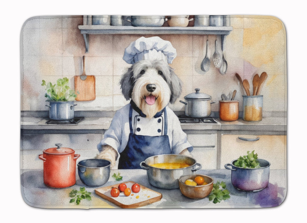 Old English Sheepdog The Chef Memory Foam Kitchen Mat Machine Washable Anti-Fatigue Cushion Comfort Bath or Kitchen Rug