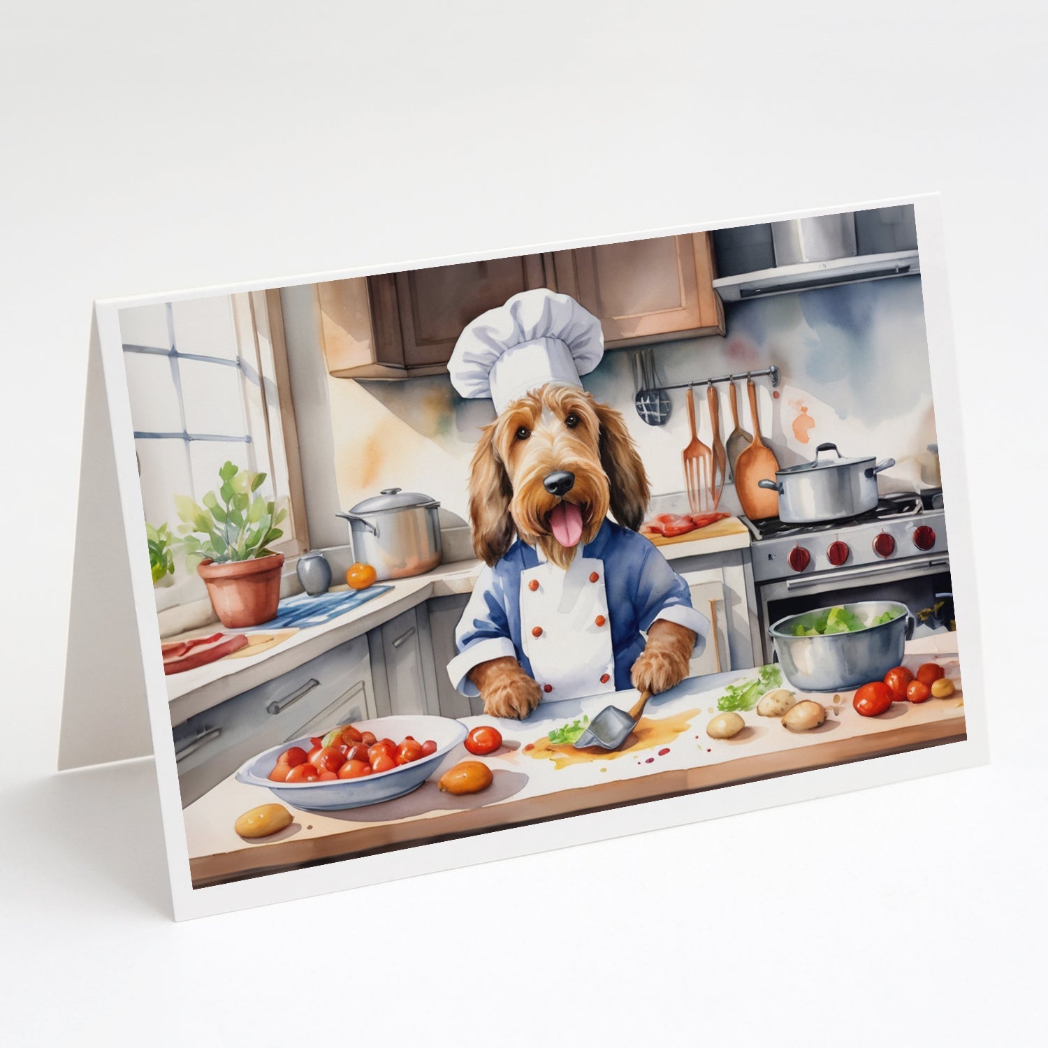 Otterhound The Chef Greeting Cards Pack of 8 Blank Cards with Envelopes Whimsical A7 Size 5x7