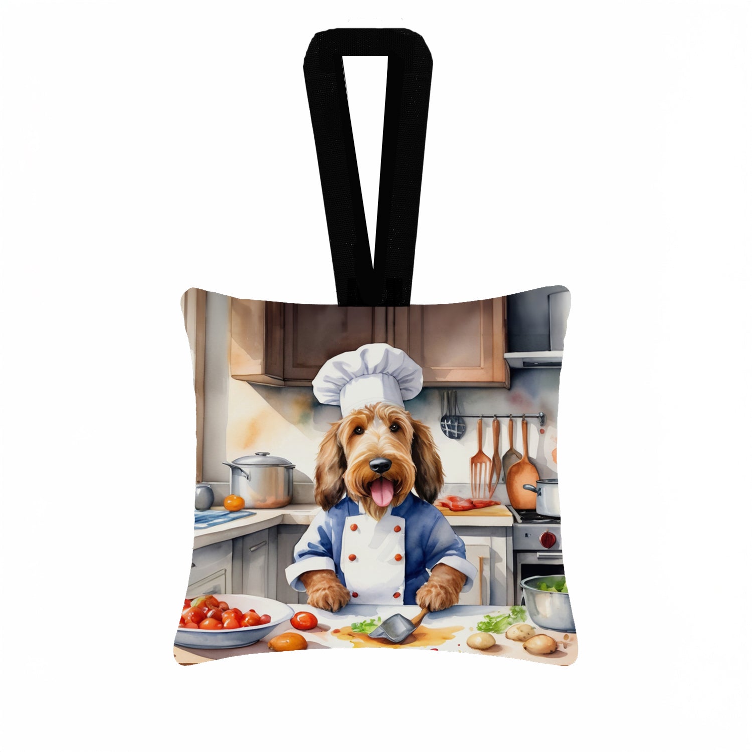 Otterhound The Chef Hanging Square Fabric Ornament 3.5 × 3.5 Decorative Door-Knob & Tree Hanger, Soft Fabric