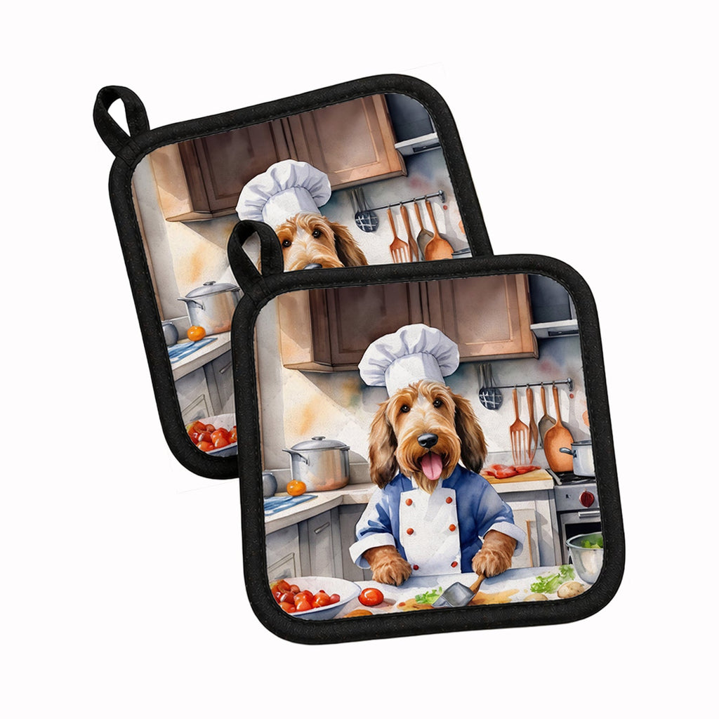 Otterhound The Chef Pot Holder Set of 2 Heat Resistant Quilted Hot Pads 7.5 x 7.5 Inch, Insulated Kitchen Trivets for Cooking & Baking