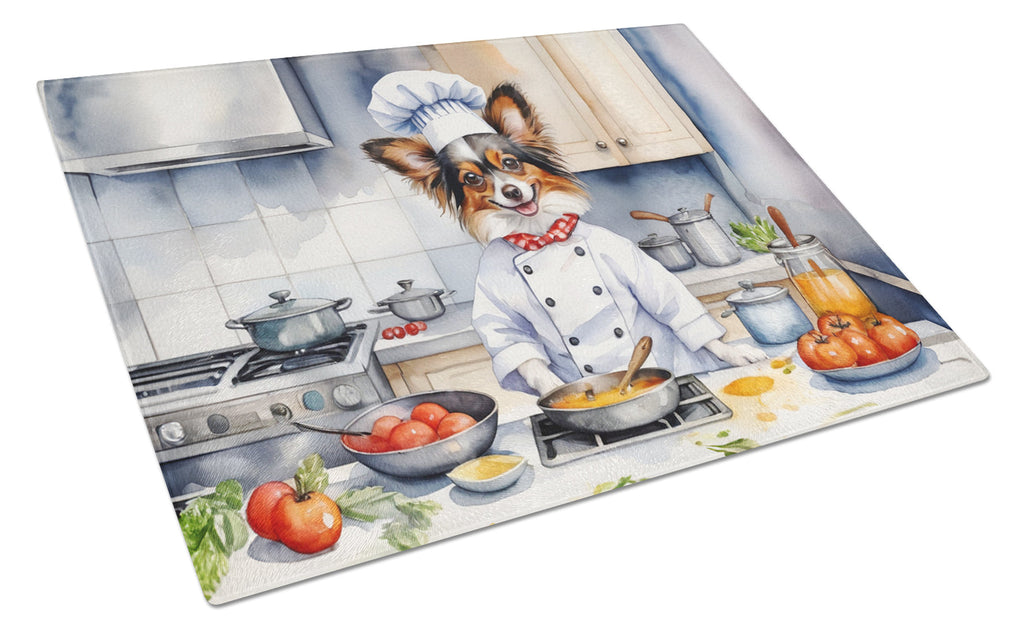 Papillon The Chef Cutting Board Tempered Glass Kitchen Cutting Surface, Heat Resistant Chopping, Non-Slip Feet, Food Prep & Serving