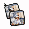 Papillon The Chef Pot Holder Set of 2 Heat Resistant Quilted Hot Pads 7.5 x 7.5 Inch, Insulated Kitchen Trivets for Cooking & Baking