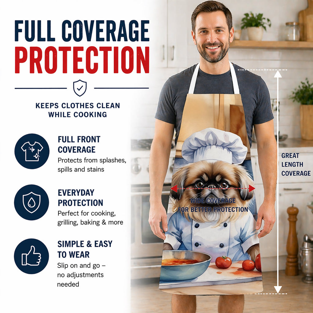 Pekingese The Chef Apron Cooking Kitchen Server Baking Crafts Gardening for Adult Women Men, Unisex, Large, Multicolor