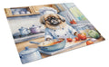 Pekingese The Chef Cutting Board Tempered Glass Kitchen Cutting Surface, Heat Resistant Chopping, Non-Slip Feet, Food Prep & Serving