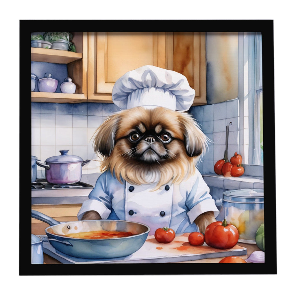 Pekingese The Chef Framed Metal Print Bathroom, Kitchen, Office, Home Decor Wall Art Ready to Hang, Square, 8X8