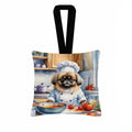 Pekingese The Chef Hanging Square Fabric Ornament 3.5 × 3.5 Decorative Door-Knob & Tree Hanger, Soft Fabric