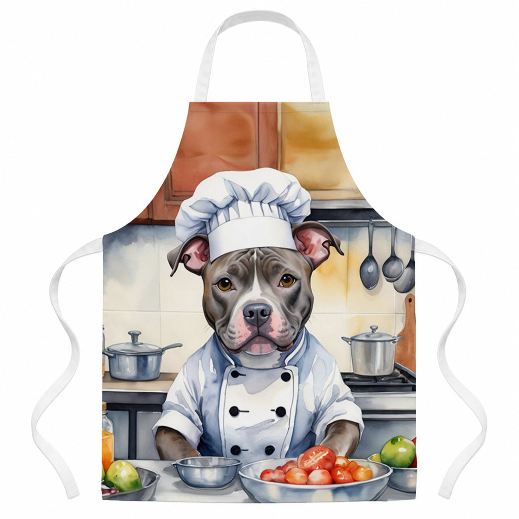 Pit Bull Terrier The Chef Apron Cooking Kitchen Server Baking Crafts Gardening for Adult Women Men, Unisex, Large, Multicolor