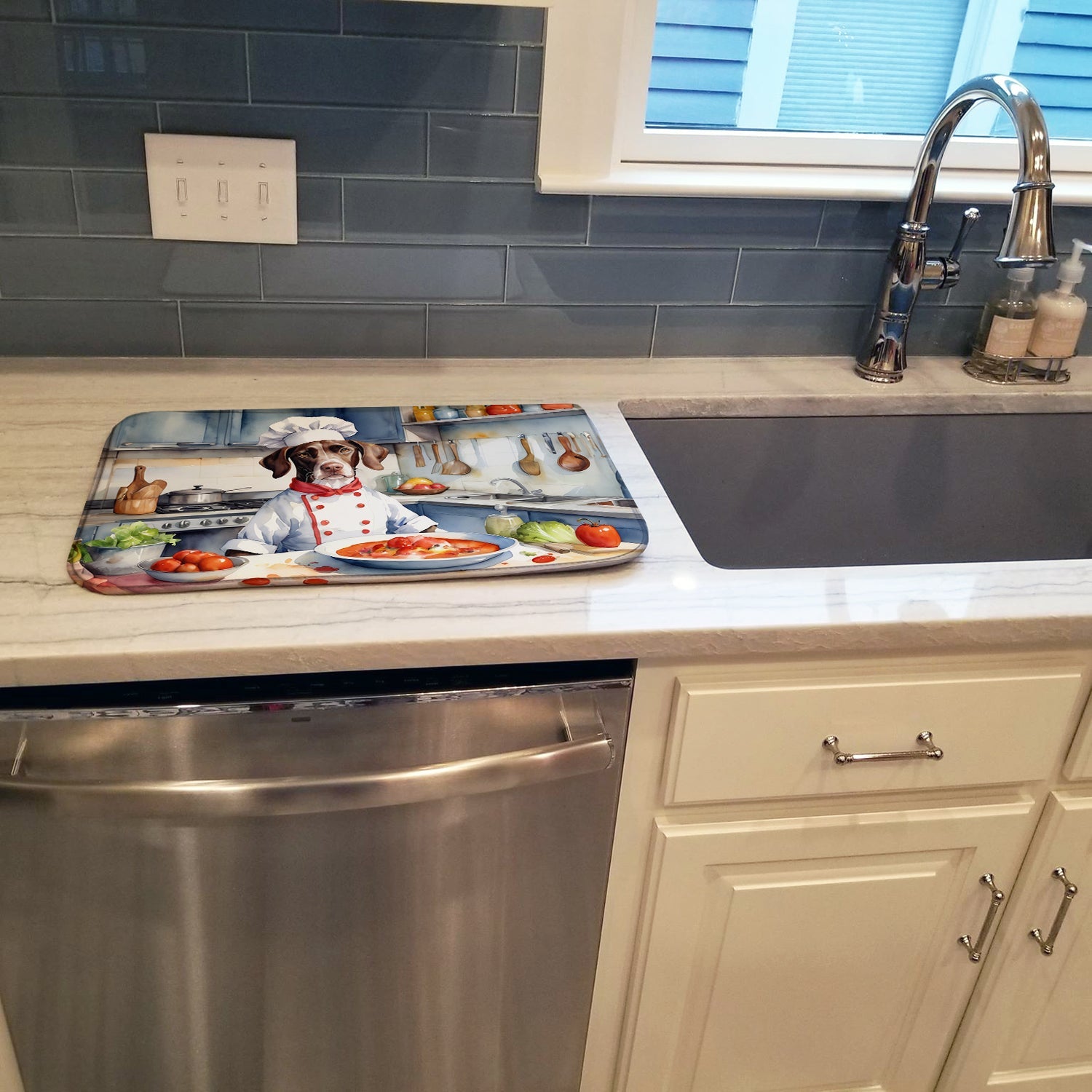 Pointer The Chef Dish Drying Mat Absorbent Dish Drying Mat Pad for Kitchen Counter Dish Drainer Mat for Countertop, 14 x 21", Multicolor