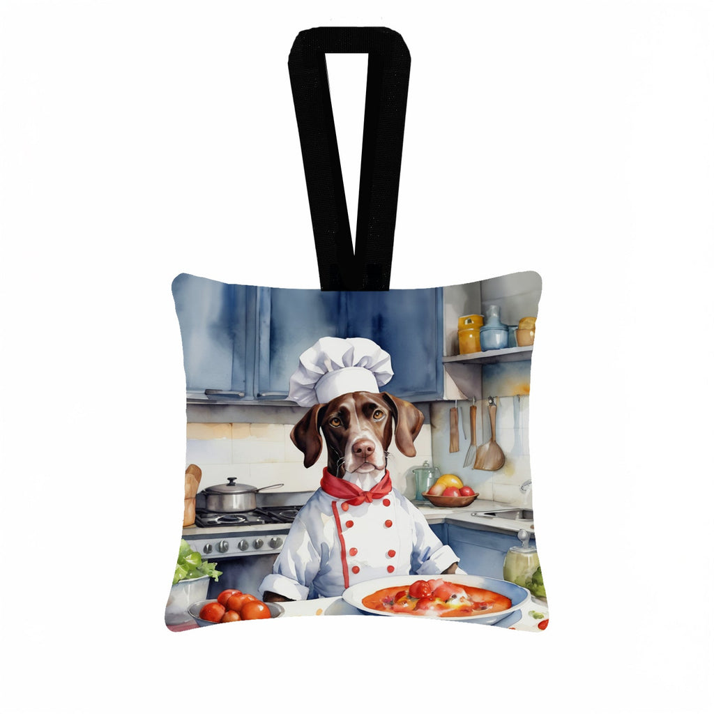Pointer The Chef Hanging Square Fabric Ornament 3.5 × 3.5 Decorative Door-Knob & Tree Hanger, Soft Fabric
