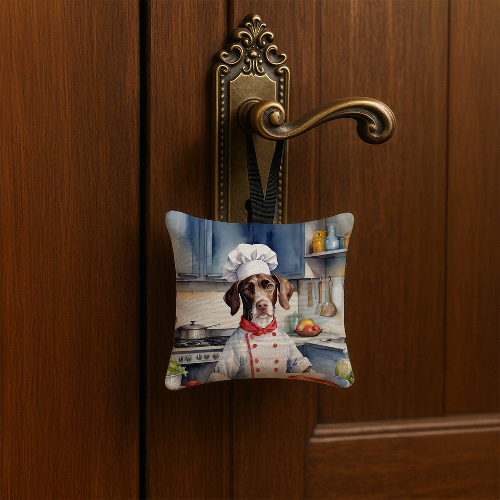 Pointer The Chef Hanging Square Fabric Ornament 3.5 × 3.5 Decorative Door-Knob & Tree Hanger, Soft Fabric
