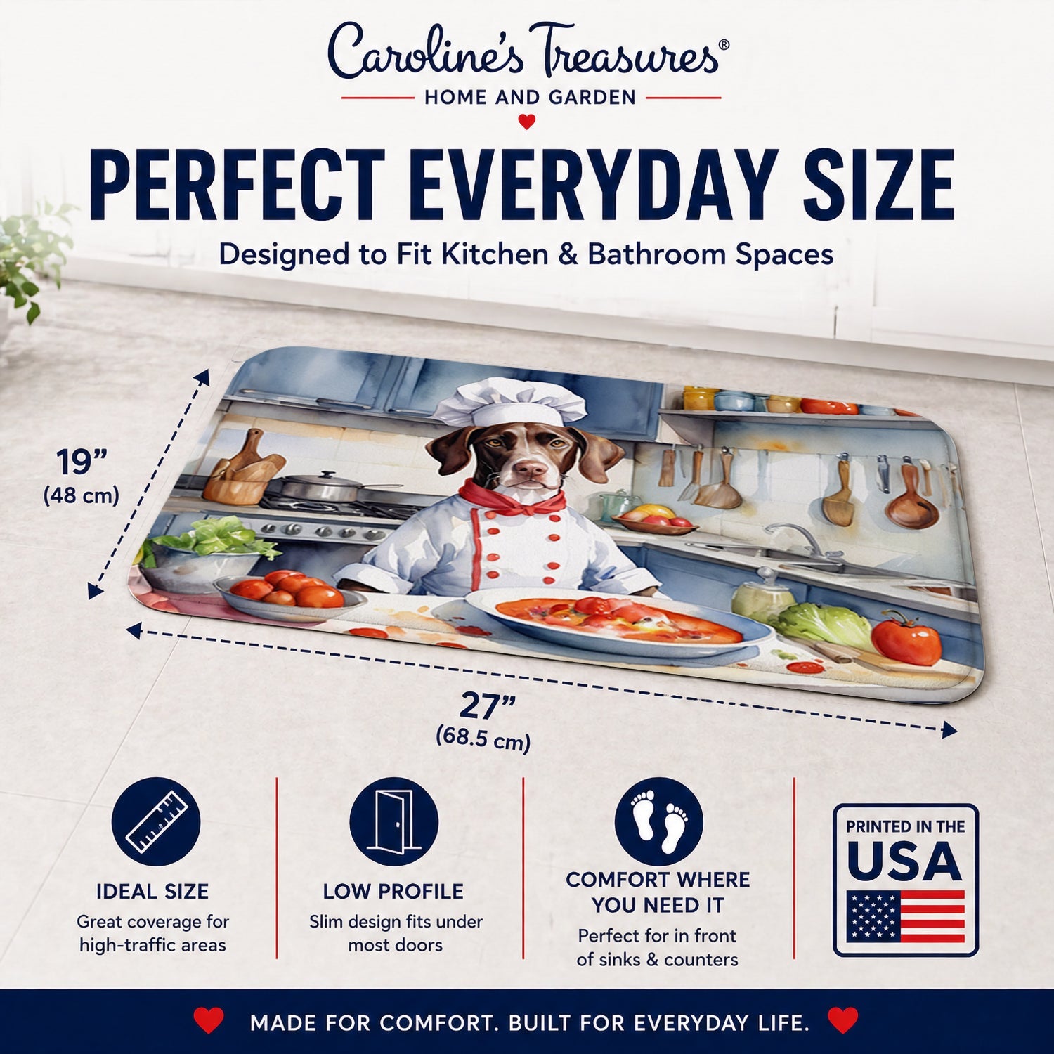 Pointer The Chef Memory Foam Kitchen Mat Machine Washable Anti-Fatigue Cushion Comfort Bath or Kitchen Rug