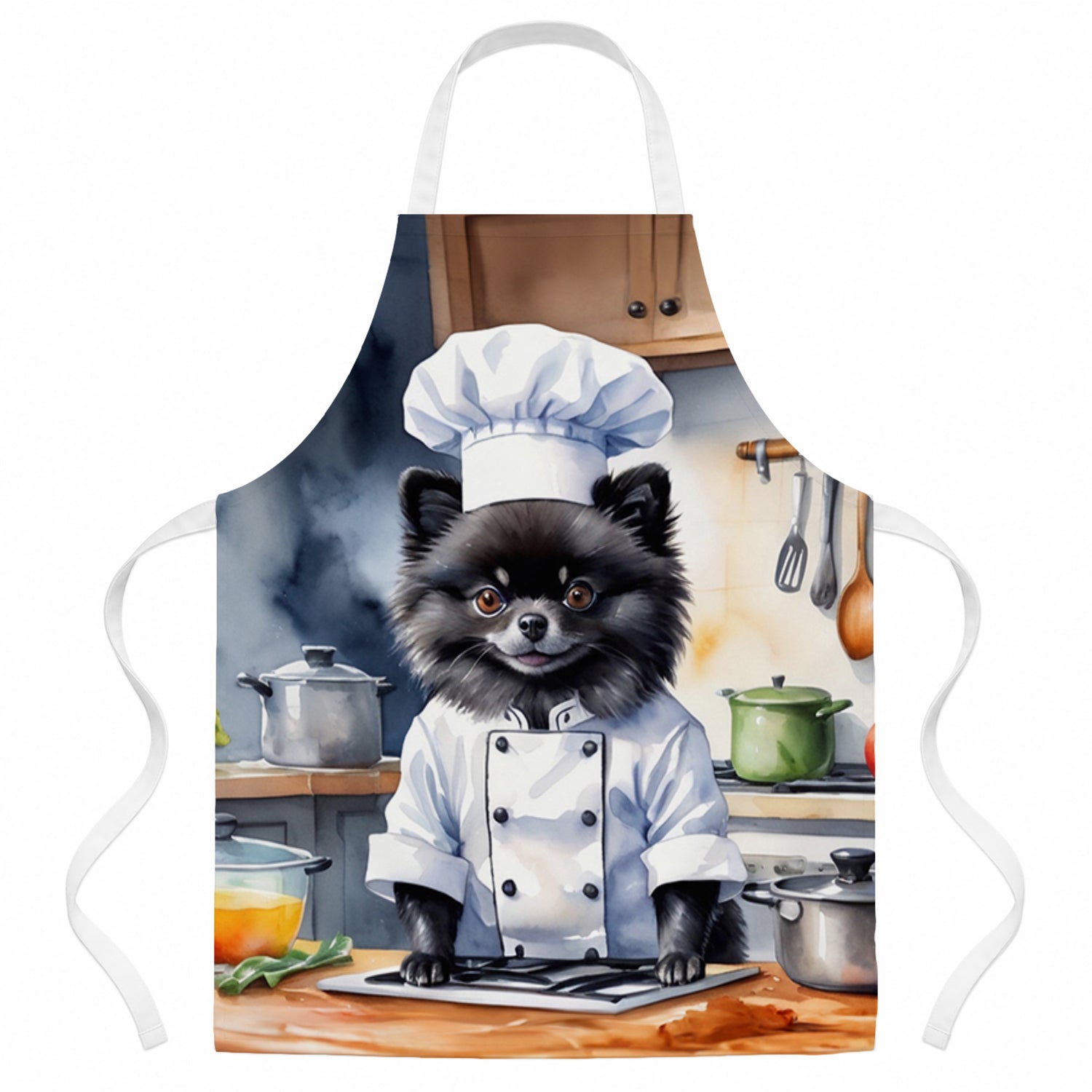 Pomeranian The Chef Apron Cooking Kitchen Server Baking Crafts Gardening for Adult Women Men, Unisex, Large, Multicolor