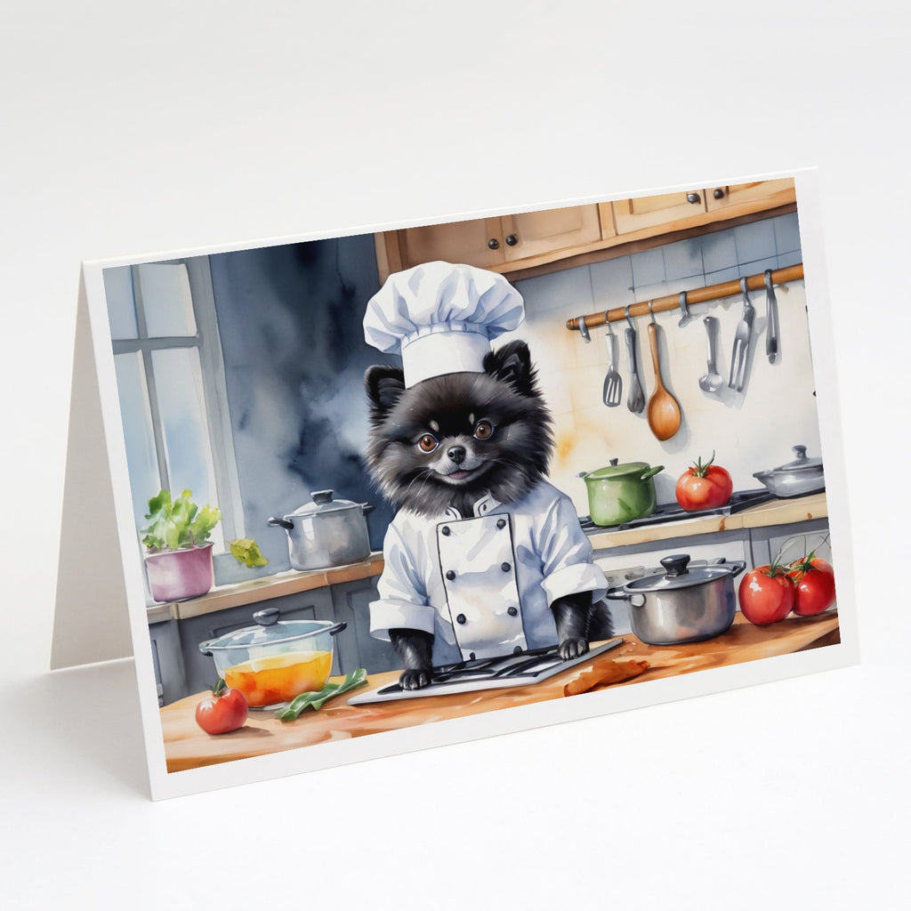 Pomeranian The Chef Greeting Cards Pack of 8 Blank Cards with Envelopes Whimsical A7 Size 5x7
