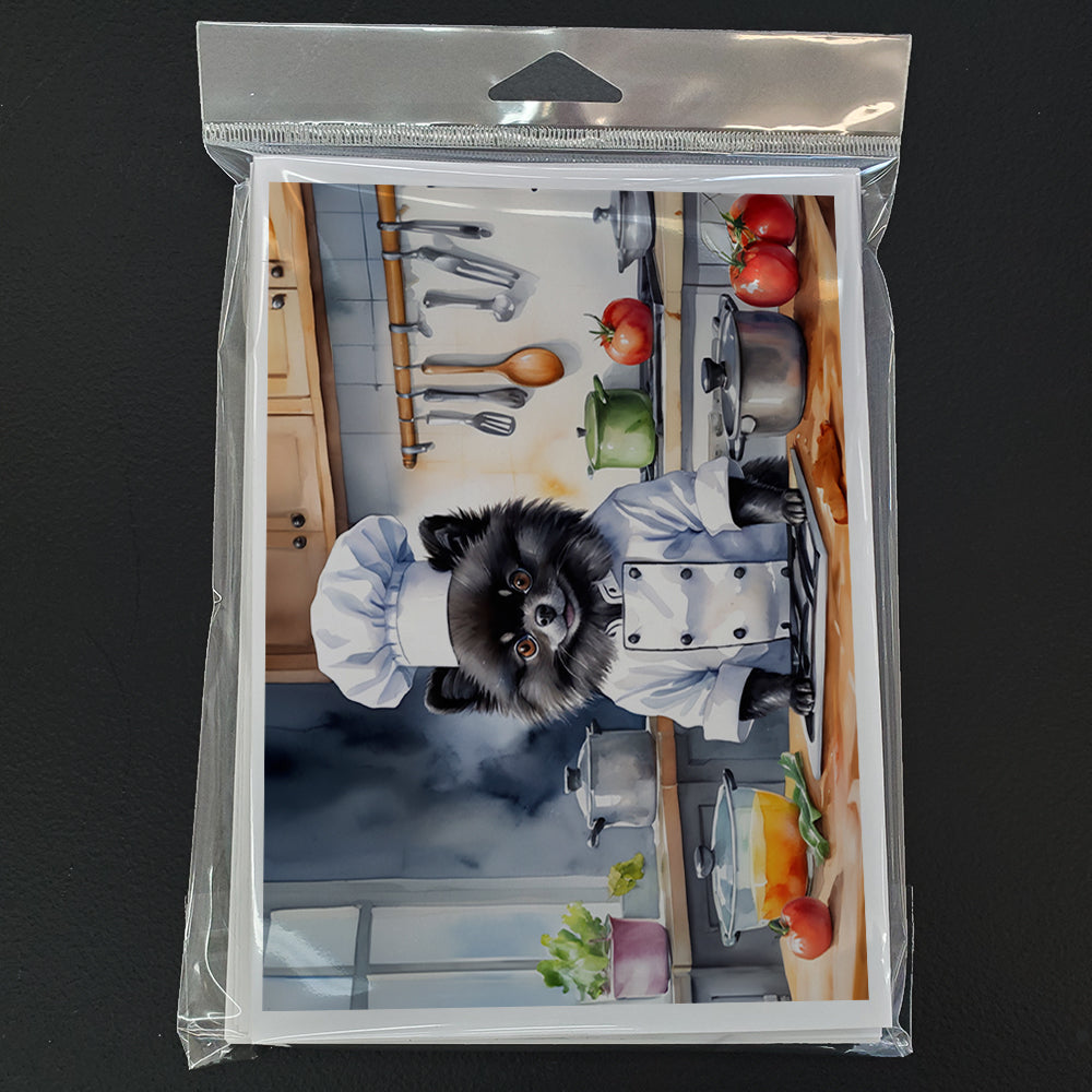 Pomeranian The Chef Greeting Cards Pack of 8 Blank Cards with Envelopes Whimsical A7 Size 5x7