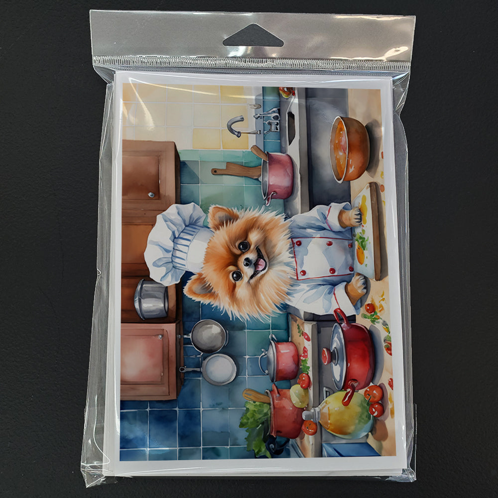 Pomeranian The Chef Greeting Cards Pack of 8 Blank Cards with Envelopes Whimsical A7 Size 5x7