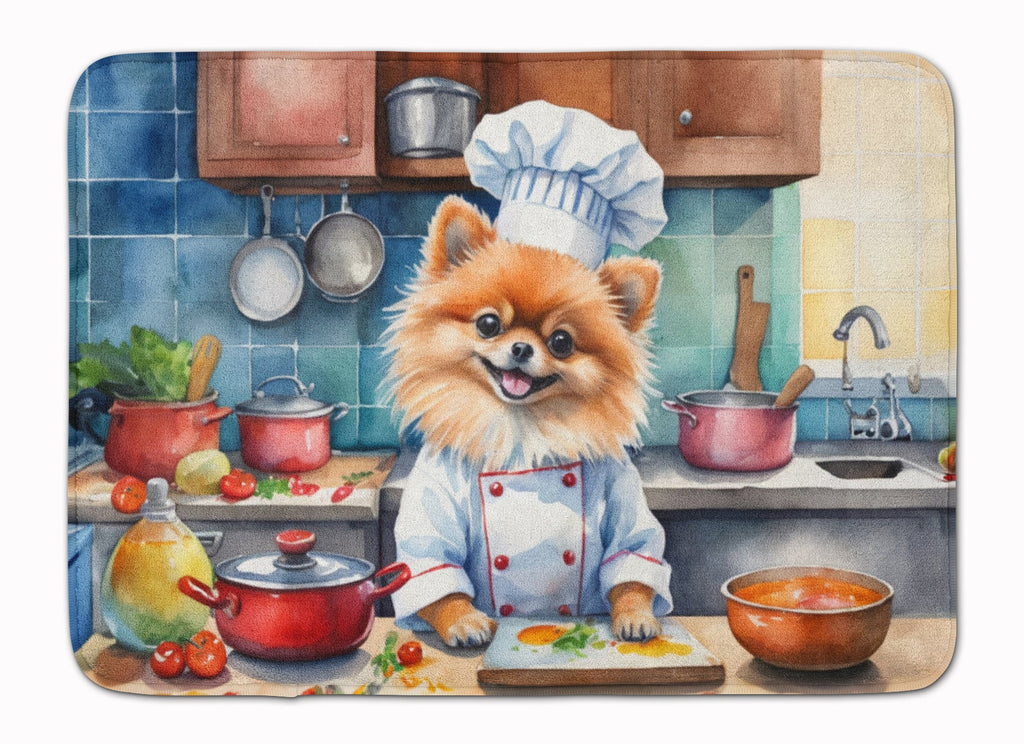 Pomeranian The Chef Memory Foam Kitchen Mat Machine Washable Anti-Fatigue Cushion Comfort Bath or Kitchen Rug