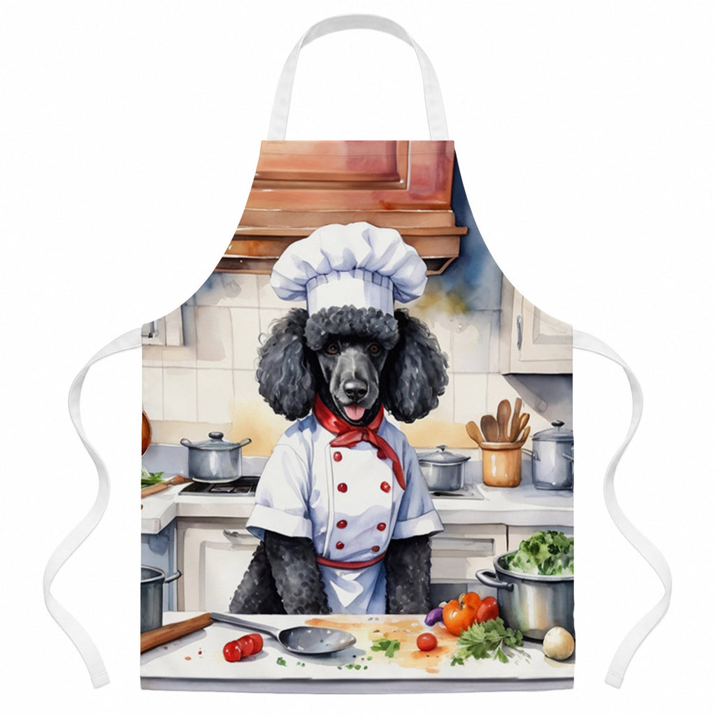 Black Poodle The Chef Apron Cooking Kitchen Server Baking Crafts Gardening for Adult Women Men, Unisex, Large, Multicolor