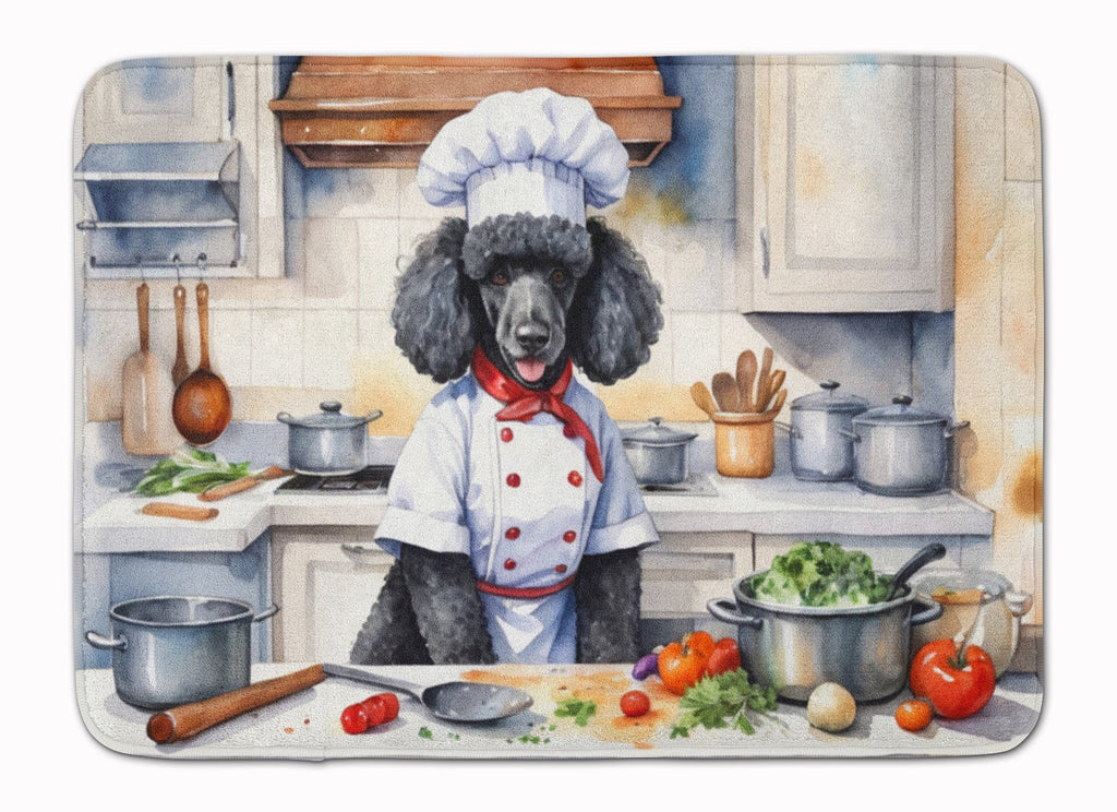 Black Poodle The Chef Memory Foam Kitchen Mat Machine Washable Anti-Fatigue Cushion Comfort Bath or Kitchen Rug