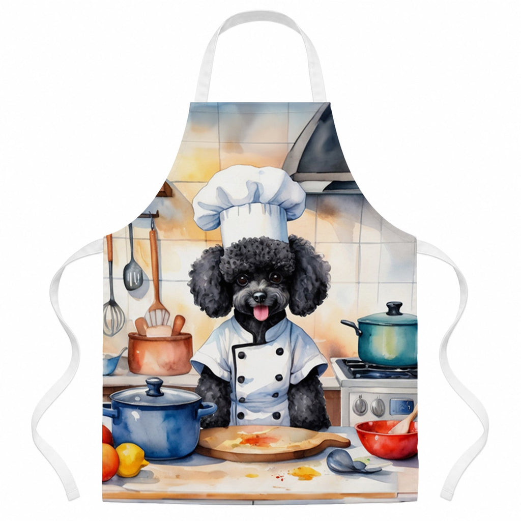 Black Poodle The Chef Apron Cooking Kitchen Server Baking Crafts Gardening for Adult Women Men, Unisex, Large, Multicolor