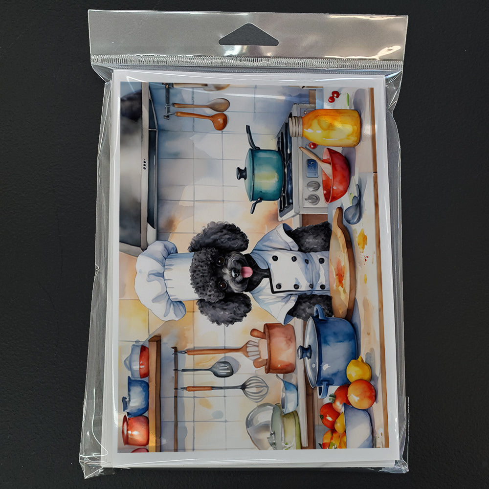 Black Poodle The Chef Greeting Cards Pack of 8 Blank Cards with Envelopes Whimsical A7 Size 5x7