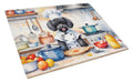 Black Poodle The Chef Cutting Board Tempered Glass Kitchen Cutting Surface, Heat Resistant Chopping, Non-Slip Feet, Food Prep & Serving