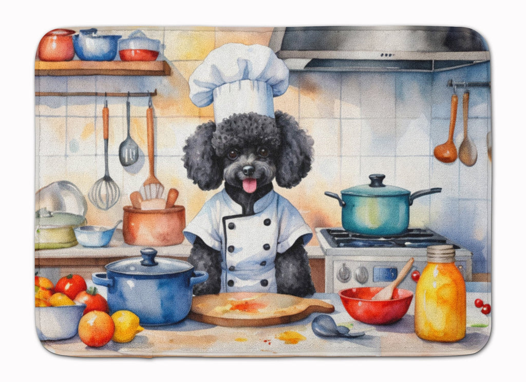 Black Poodle The Chef Memory Foam Kitchen Mat Machine Washable Anti-Fatigue Cushion Comfort Bath or Kitchen Rug