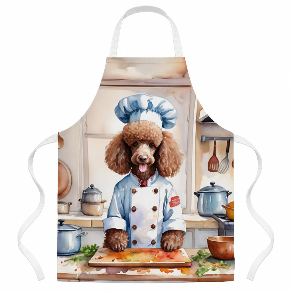 Chocolate Poodle The Chef Apron Cooking Kitchen Server Baking Crafts Gardening for Adult Women Men, Unisex, Large, Multicolor
