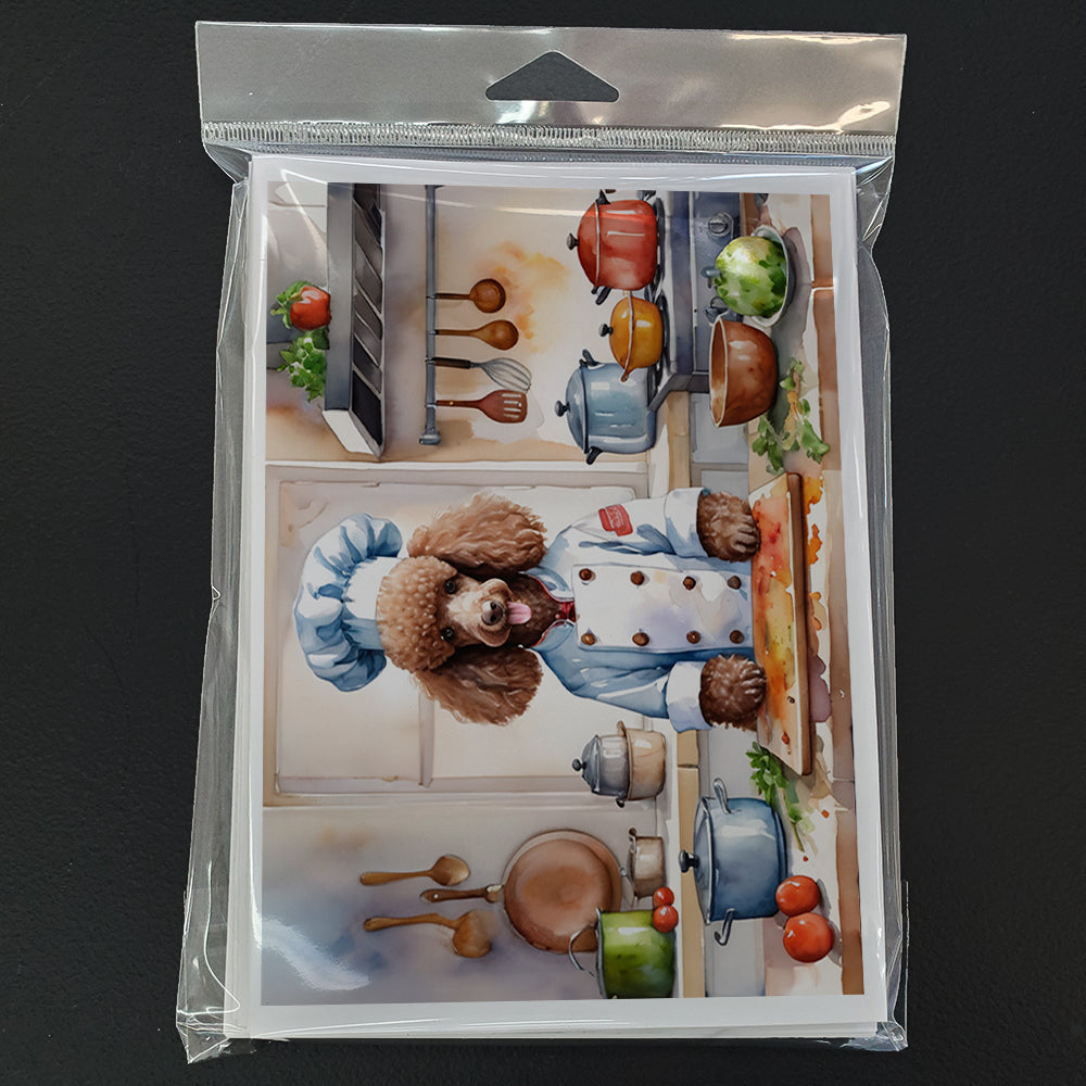 Chocolate Poodle The Chef Greeting Cards Pack of 8 Blank Cards with Envelopes Whimsical A7 Size 5x7