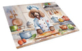 Chocolate Poodle The Chef Cutting Board Tempered Glass Kitchen Cutting Surface, Heat Resistant Chopping, Non-Slip Feet, Food Prep & Serving
