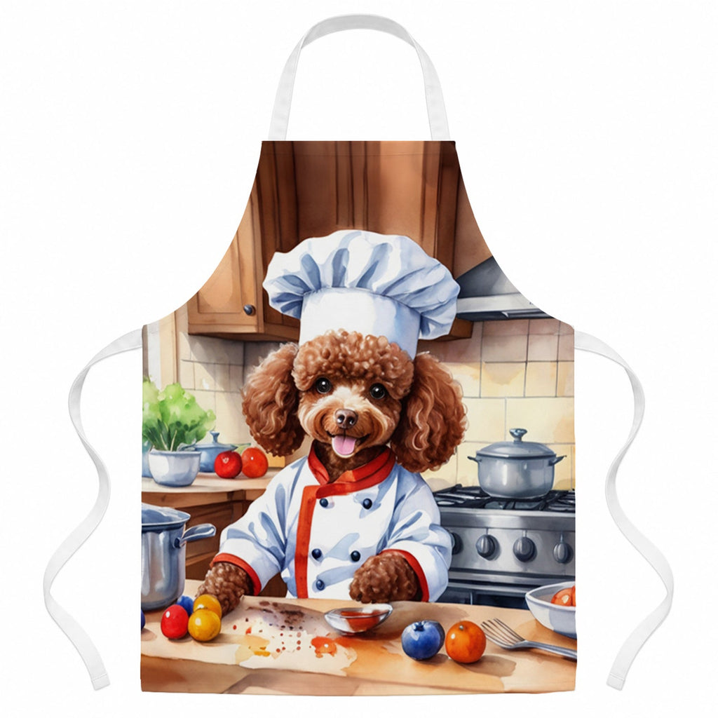Chocolate Poodle The Chef Apron Cooking Kitchen Server Baking Crafts Gardening for Adult Women Men, Unisex, Large, Multicolor