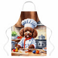 Chocolate Poodle The Chef Apron Cooking Kitchen Server Baking Crafts Gardening for Adult Women Men, Unisex, Large, Multicolor