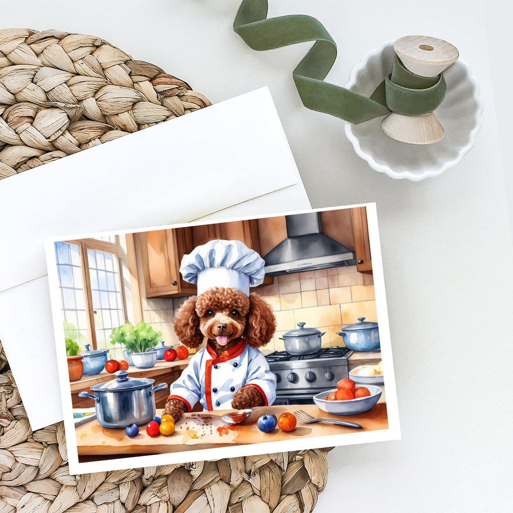Chocolate Poodle The Chef Greeting Cards Pack of 8 Blank Cards with Envelopes Whimsical A7 Size 5x7